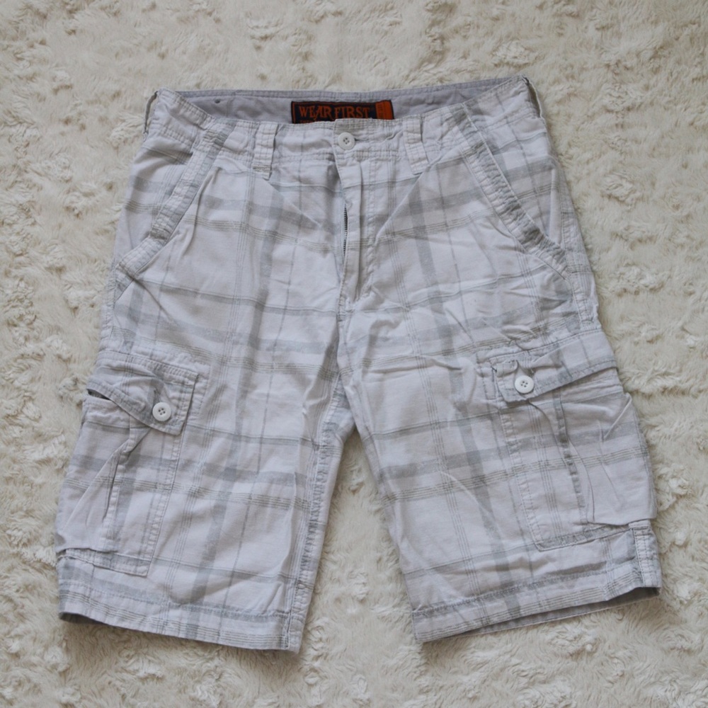Wear First White Plaid Shorts 30